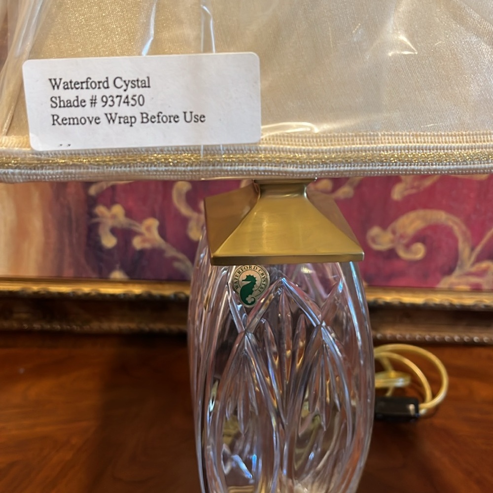 Waterford Crystal Finn Versailles Brass Table Lamp Authentic Waterford Shade - Picture 2 of 16